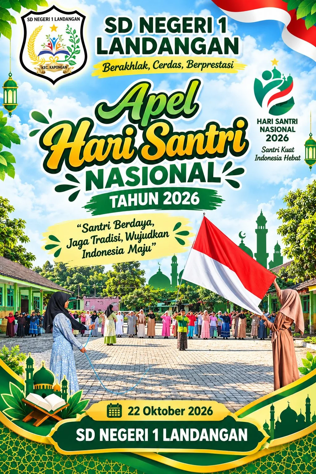 SD NEGERI 1 LANDANGAN GELAR APEL PERINGATAN HARI SANTRI NASIONAL TAHUN 2026